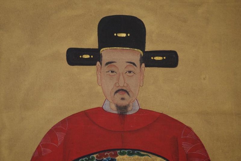 Chinesische Ahnenportraits Qing Dynastie Rot 4