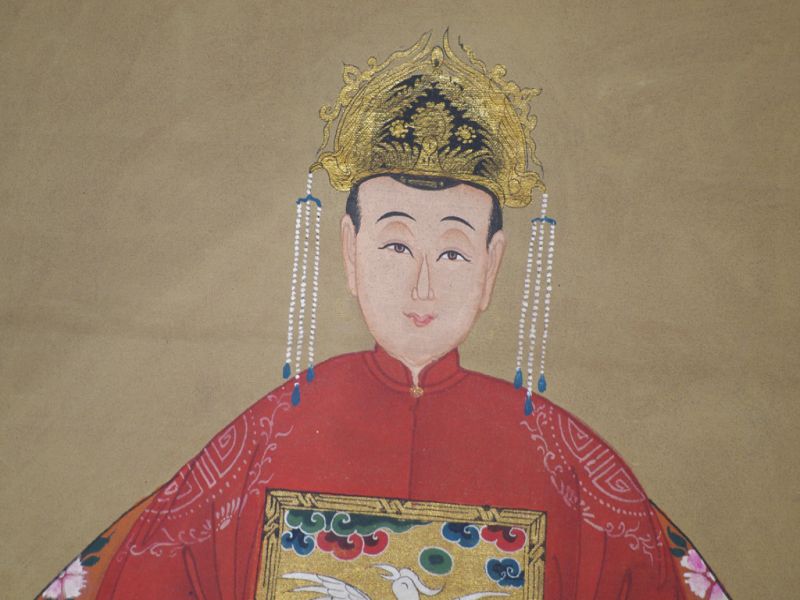 Chinesische Ahnenportraits Qing Dynastie Rot 3