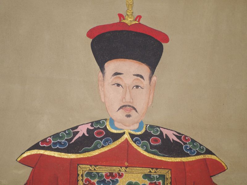 Chinesische Ahnenportraits Qing Dynastie Rot 4