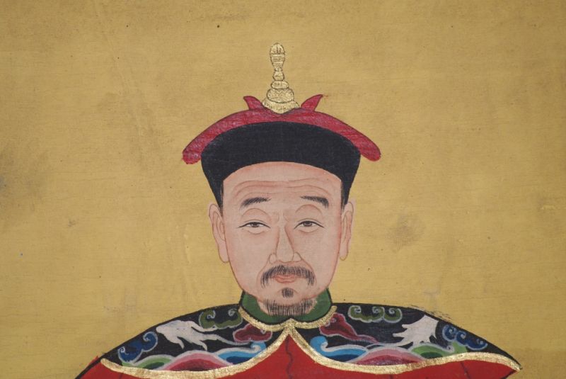 Chinesische Ahnenportraits Qing Dynastie rot 4