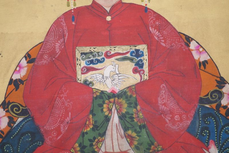 Chinesische Ahnenportraits Qing Dynastie rot 5