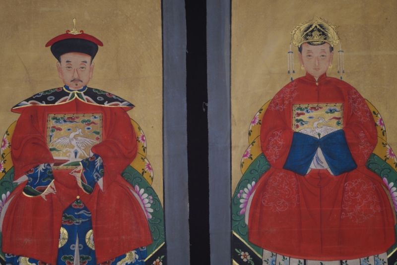 Chinesische Ahnenportraits Qing Dynastie Rot 2