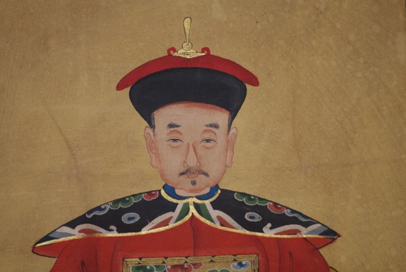 Chinesische Ahnenportraits Qing Dynastie Rot 3