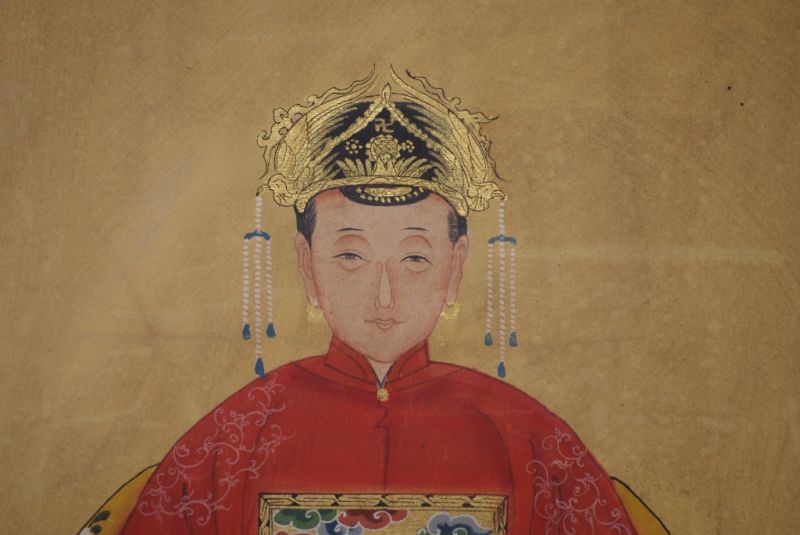 Chinesische Ahnenportraits Qing Dynastie Rot 4