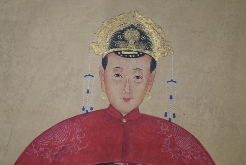 Chinesische Ahnenportraits Qing Dynastie Rot 3