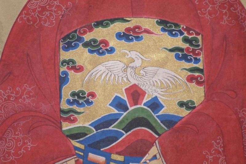 Chinesische Ahnenportraits Qing Dynastie Rot 4
