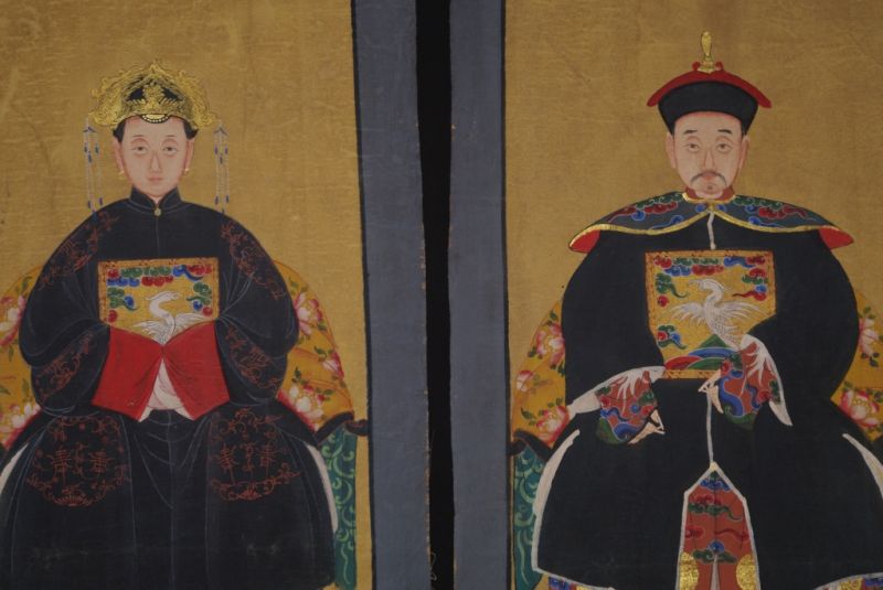 Chinesische Ahnenportraits Qing Dynastie Schwarz 2