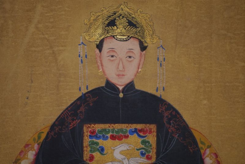 Chinesische Ahnenportraits Qing Dynastie Schwarz 3