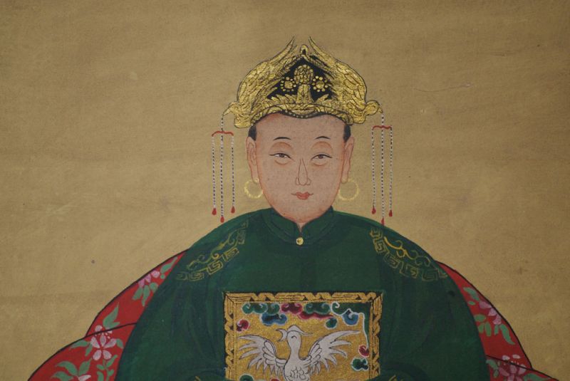 Chinesische Ahnenportraits Qing Dynastie Smaragdgrün 3