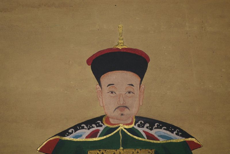 Chinesische Ahnenportraits Qing Dynastie Smaragdgrün 4