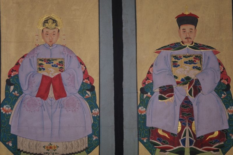 Chinesische Ahnenportraits Qing Dynastie Violett 2