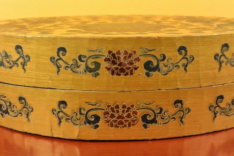 Chinesische Antike Box Hand graviert Doppel-goldenen Drachen 3