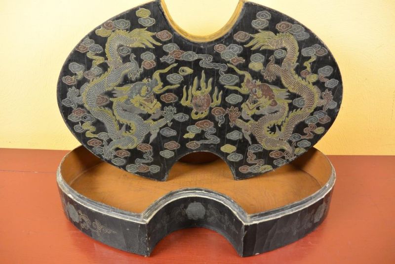 Chinesische Antike Box Hand graviert - Doppeldrachen 2 4