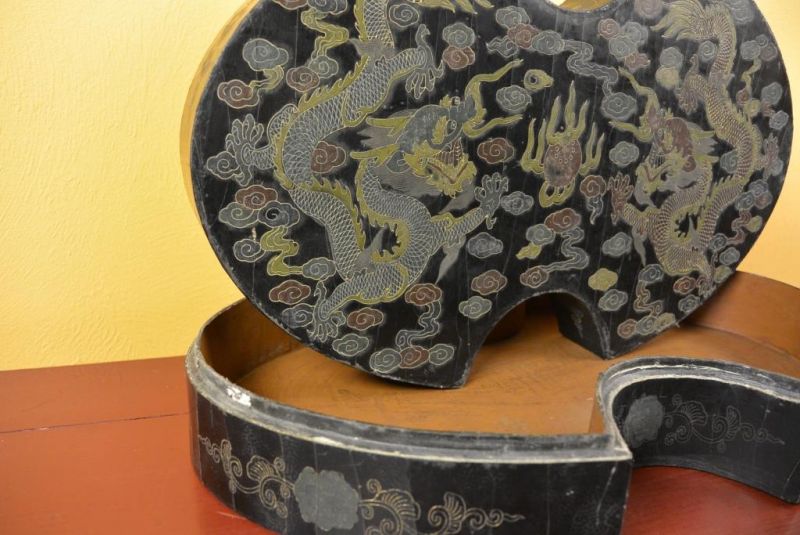 Chinesische Antike Box Hand graviert - Doppeldrachen 2 5