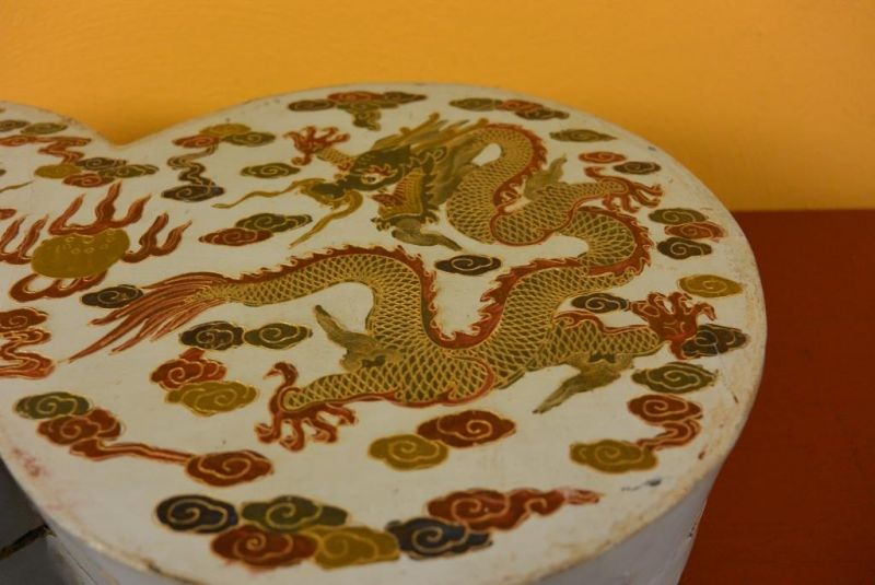 Chinesische Antike Box Hand graviert Doppelrunde 4