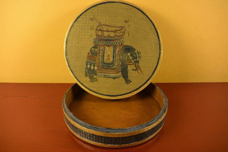 Chinesische Antike Box Hand graviert Elefant 2 4