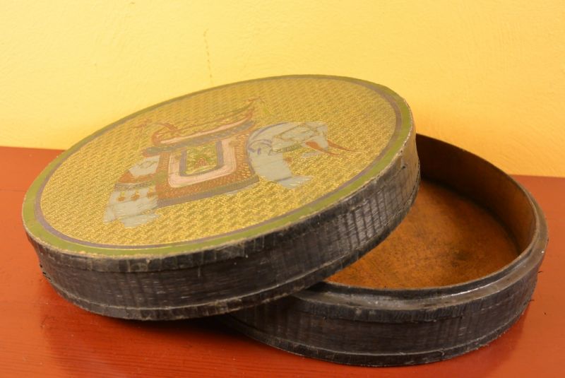 Chinesische Antike Box Hand graviert Elefant 3 5