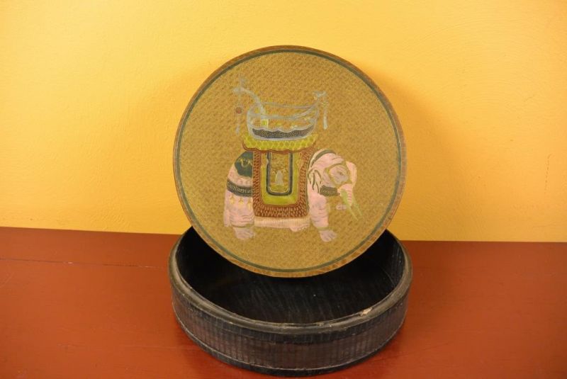Chinesische Antike Box Hand graviert Elefant 3 4