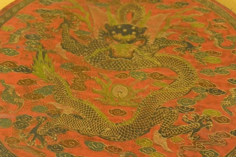 Chinesische Antike Box Hand graviert Große Drache 2 3