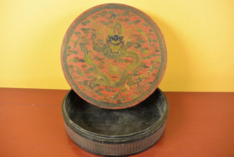 Chinesische Antike Box Hand graviert Große Drache 2 4