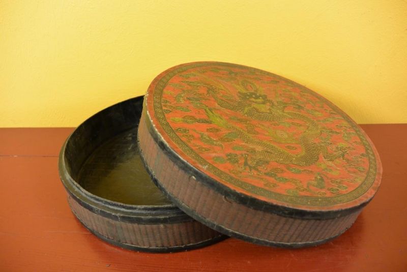 Chinesische Antike Box Hand graviert Große Drache 2 5
