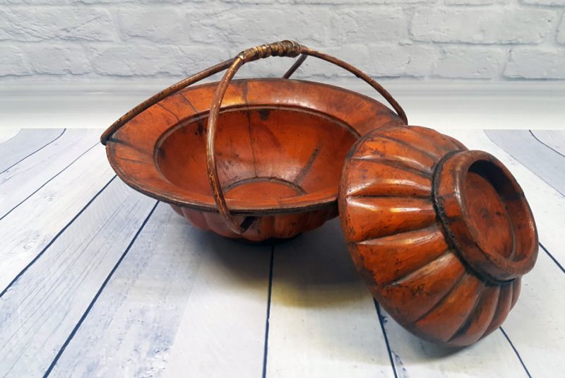 Chinesische Antike Box Hand graviert - Korbflechten - Holzkorb (selten) 3