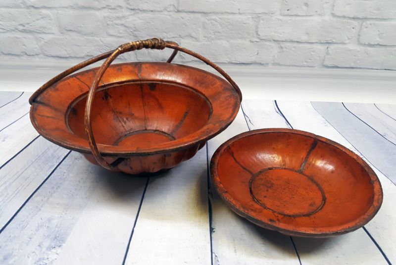 Chinesische Antike Box Hand graviert - Korbflechten - Holzkorb (selten) 4