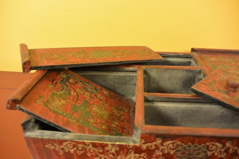 Chinesische Antike Box Hand graviert - Rot 4