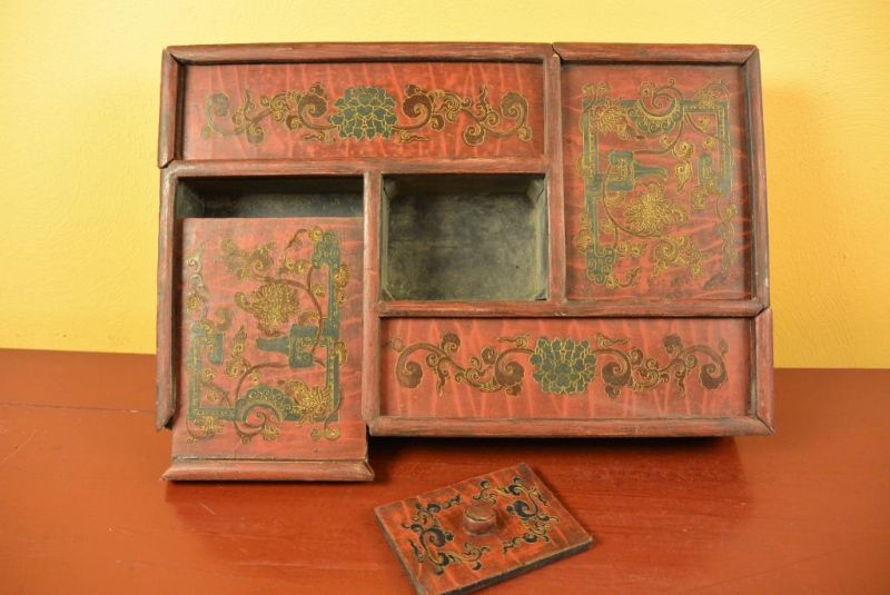 Chinesische Antike Box Hand graviert - Rot 5