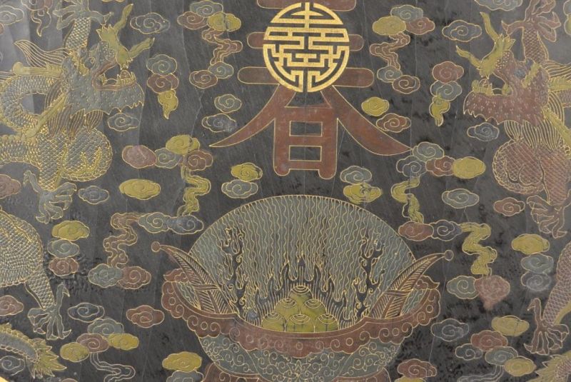 Chinesische Antike Box Hand graviert - Roten und blauen Drachen 5