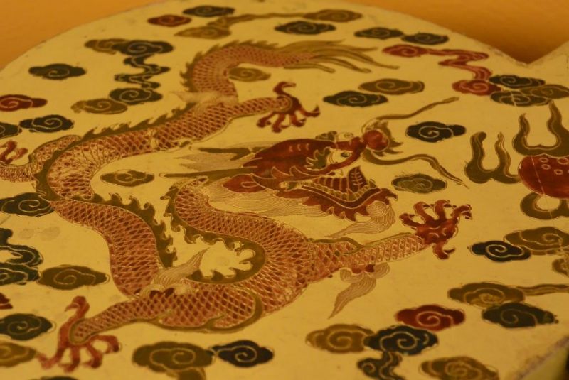 Chinesische Antike Box Hand graviert - Zwei Drachen 3