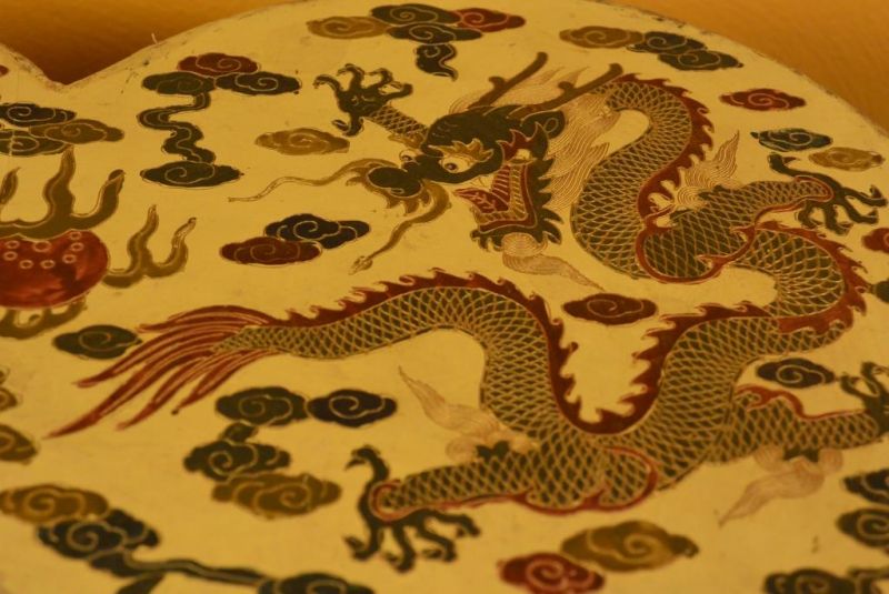 Chinesische Antike Box Hand graviert - Zwei Drachen 4