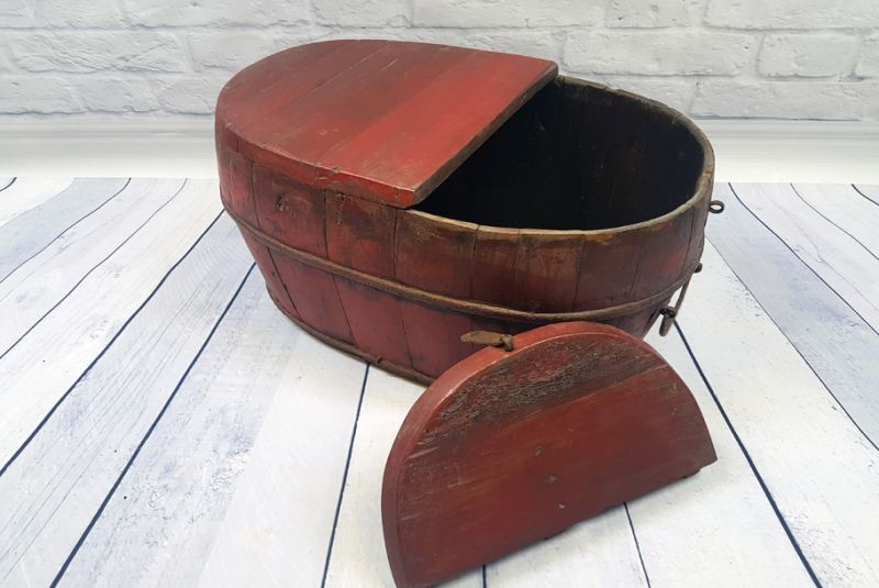 Chinesische Antike Box Kiste für den Transport von Reis - Dunkelrot 2