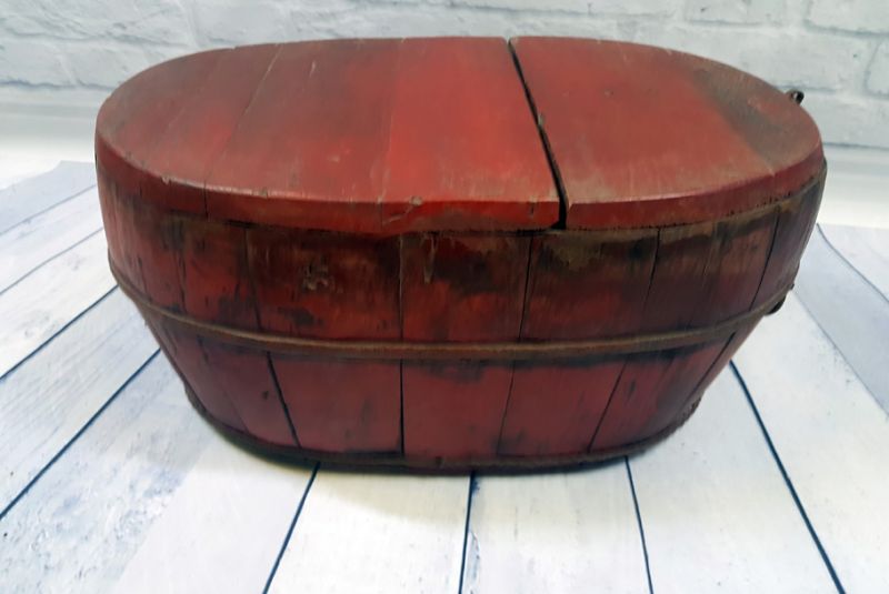 Chinesische Antike Box Kiste für den Transport von Reis - Dunkelrot 3