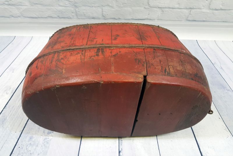 Chinesische Antike Box Kiste für den Transport von Reis - Dunkelrot 4