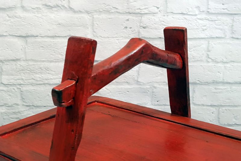 Chinesische Antike Box Roter hölzerner Korb 4 2