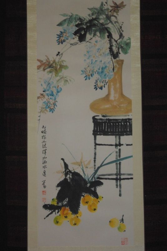 Chinesische Aquarelle auf Seide Blumenstrauss der Blumen 2