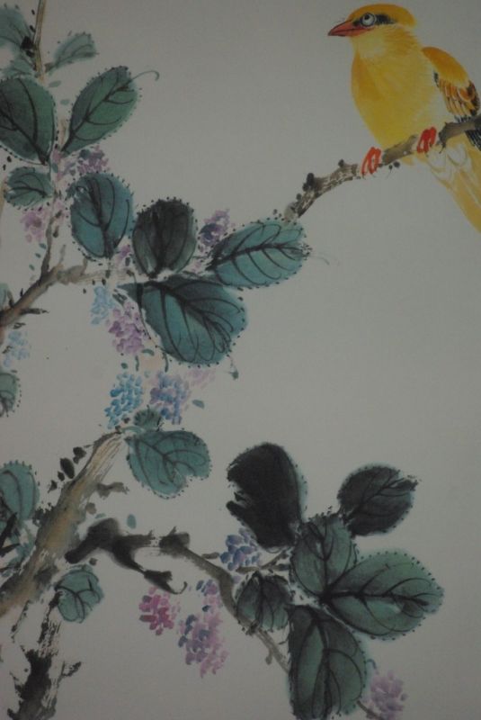 Chinesische Aquarelle auf Seide gelben Vogel 5