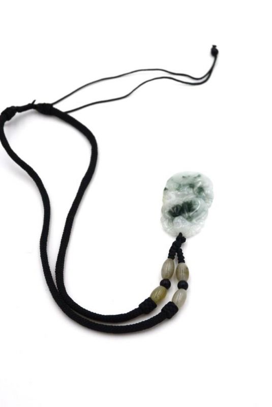 Chinesische Astrologie Jade Anhänger - Weiß - Grün Spot - Affe 4
