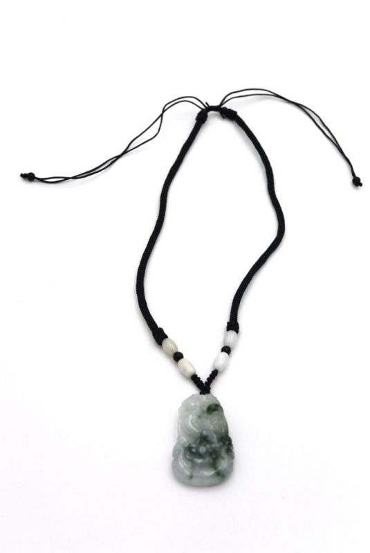 Chinesische Astrologie Jade Anhänger - Weiß - Grün Spot - Hahn 3