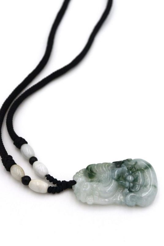Chinesische Astrologie Jade Anhänger - Weiß - Grün Spot - Hahn 4