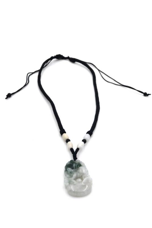 Chinesische Astrologie Jade Anhänger - Weiß - Grün Spot - Hase 3