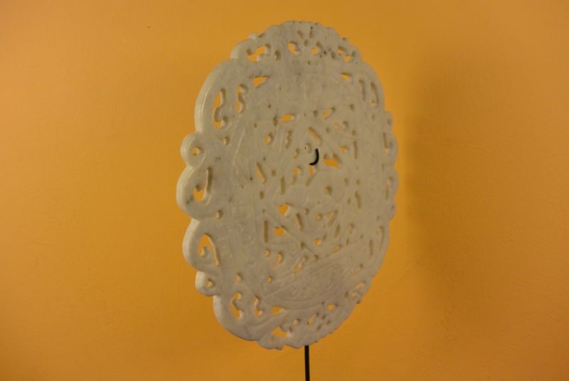 Chinesische Bi Scheibe Schmuckstein Weiss 5