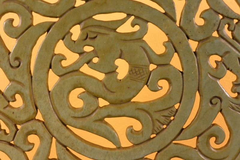 Chinesische Bi Scheiben Drachen Grün Jade 3