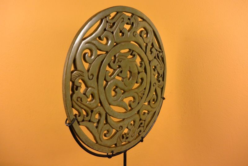 Chinesische Bi Scheiben Drachen Grün Jade 5