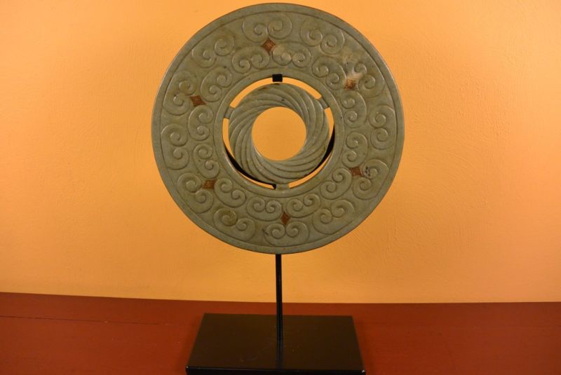 Chinesische Bi Scheiben Grün Jade 2