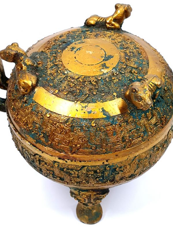 Chinesische Bronzebox - Kleines Räuchergefäß 2