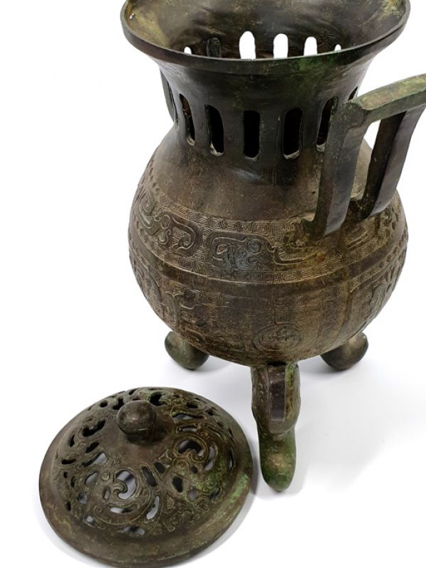 Chinesische Bronzebox - Tempel Räuchergefäß 4