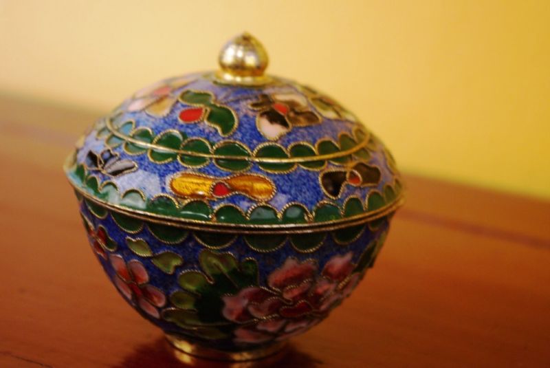 Chinesische Cloisonne-Dose Hellblau 3