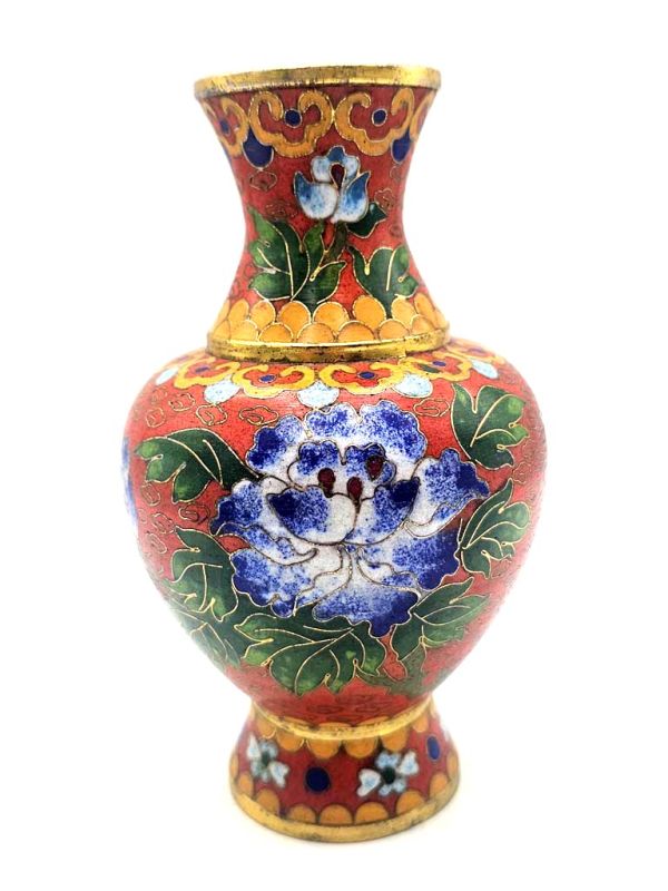 Chinesische Cloisonné-Vasen: Handwerkskunst und Tradition - Rot / Blumen
